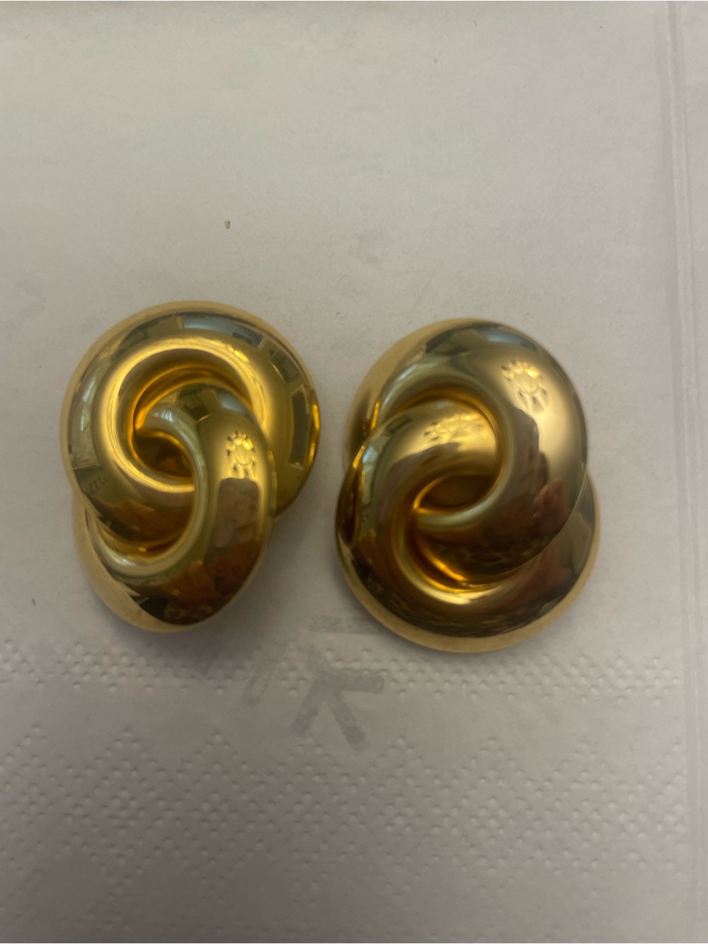 Vintage Polished Gold Statement Earrings - Picture 2 of 3